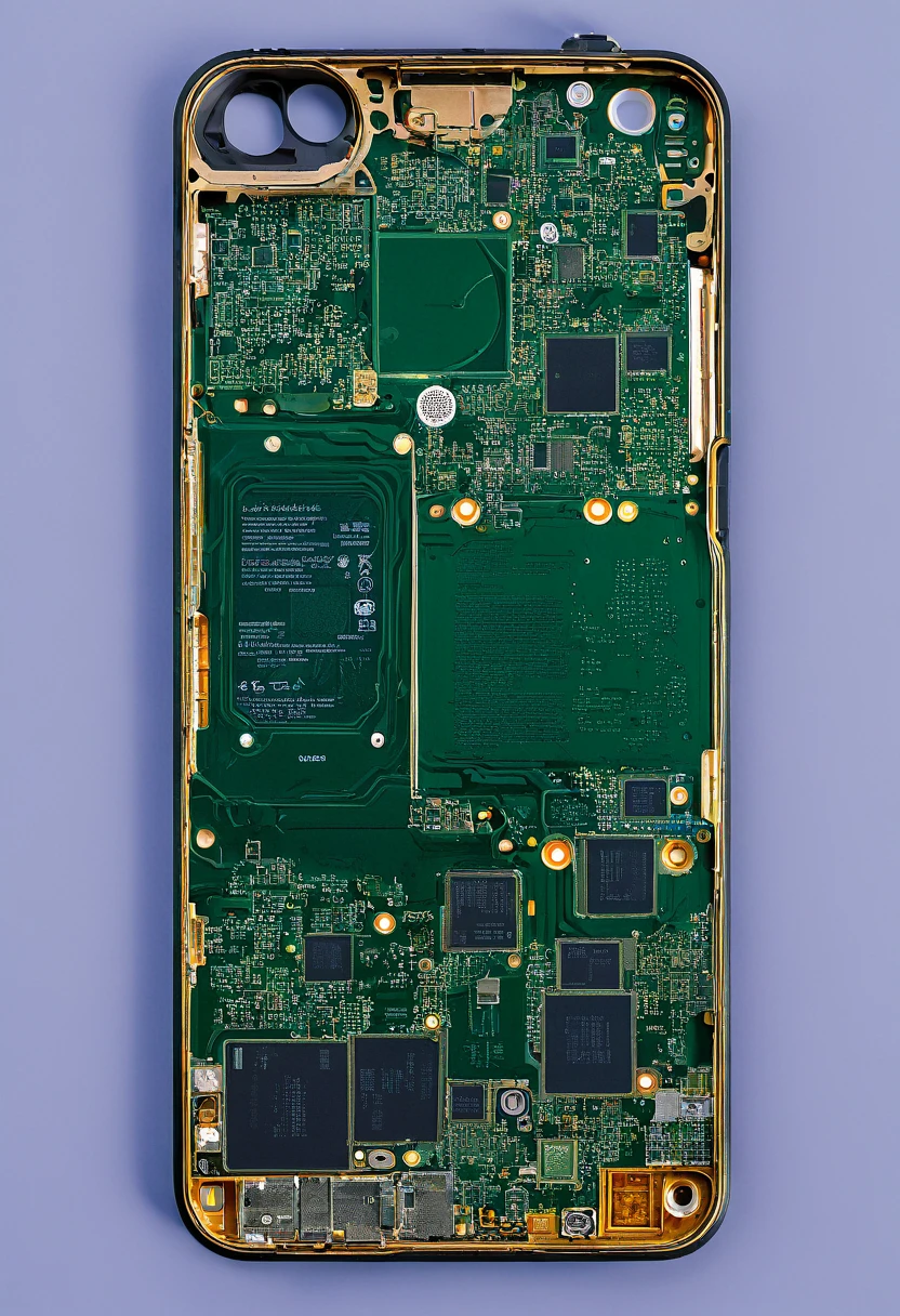 IMAGE OF THE MAIN PLATE INSIDE OF A CELL PHONE DETAILS OF THE COMPONENTS