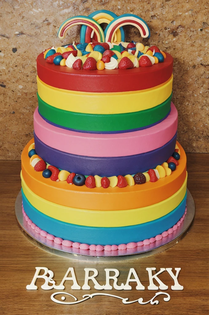 A rainbow bakery company logo