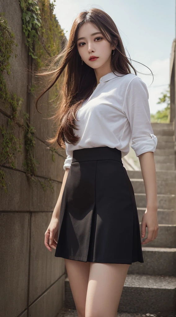 highest quality, figure, Super detailed, finely, High resolution, 8k wallpaper, Perfect dynamic composition, detailed and beautiful eyes, Natural Lip,full body,skirt