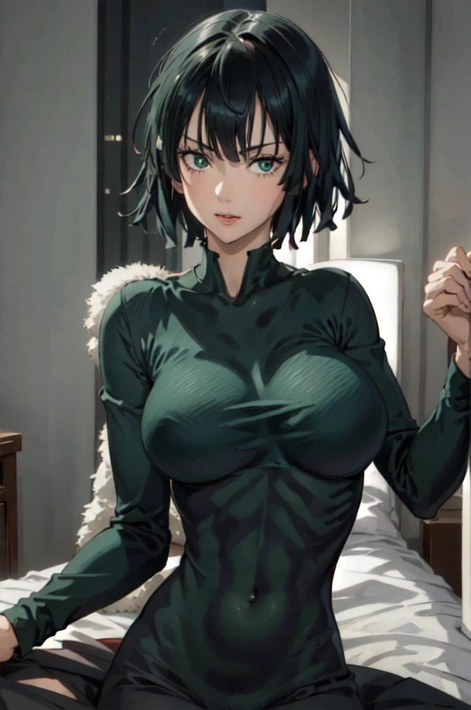 fubuki, fubuki, Dark green hair, Green Eyes, short hair, (Large Breasts:1.2), good, panties, black good, black panties, Portrait Shot, Upper Body Shot, Face Focus, Close-up shot, only Upper Body Shot, break indoors, office, break looking at viewer, break (masterpiece:1.2), Highest quality, High resolution, unity 8k wallpaper, (figure:0.8), (Beautiful attention to detail:1.6), Highly detailed face, Perfect lighting, Highly detailed CG, (Perfect hands, Perfect Anatomy), A proud smile