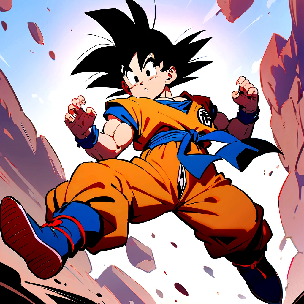1boy, male focus, son Goku, Dragon ball Z, going super sayin,, Facial features hands and feet are carefully depicted, masterpiece, best quality, very aesthetic, absurdres