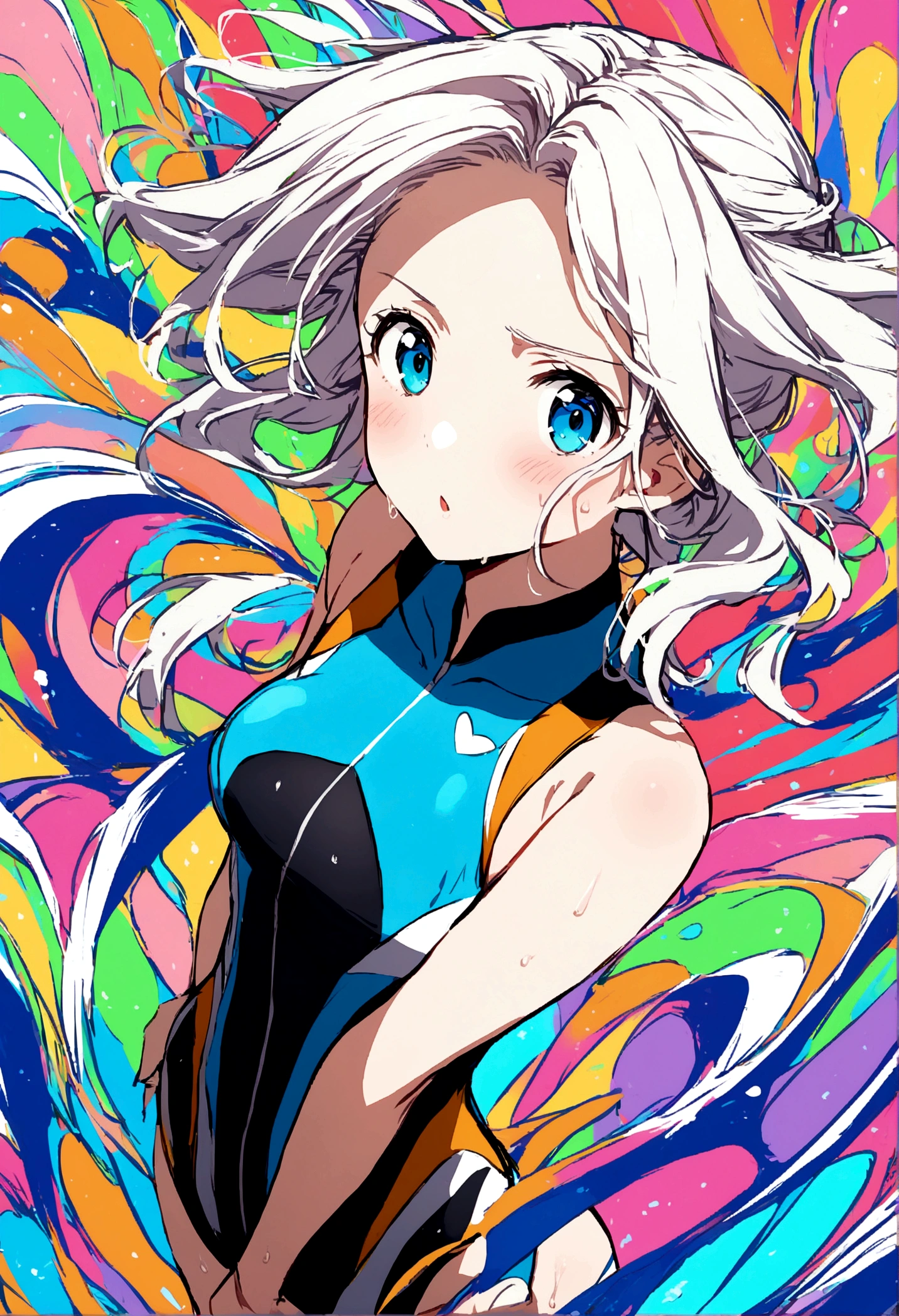 woman in professional swimming suit with short twilight alice hair