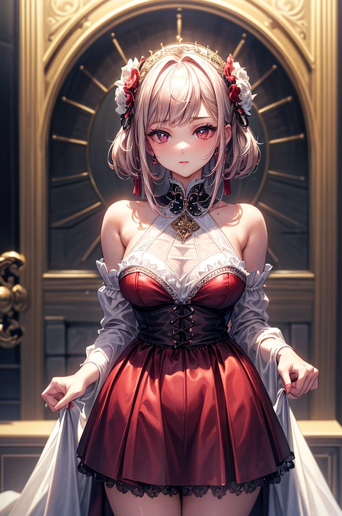 ,Super detailed,Beautiful attention to detail,girl with beautiful eyes, everyone, Beautiful Anime Girls, Cute Anime Girl, Anime Style, Elegant colors, Soft lighting, Delicate and beautiful wet eyes, Very coquettish, (Beautiful big breasts:1.2), (The right move:1.2)(Highest quality)), ((masterpiece)), ((Super detailed)), (Very delicate and beautiful),(Rose fractal art:1.5),Beautiful girl, Fine grain,Abstract and mysterious girl, Long blonde hair,Pink Dress, Dreamy swirls of pastel colors and soft light, Evokes a sense of serene serenity and elusive beauty,Attention to detail,Captivating smile,Imaginative,In a room with flowers,Cowboy Shot、A charming Western alley、Gothic architecture、Western architecture、Fantasy World、