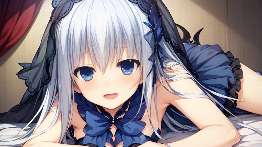 drk1,Lying down,bed,Blushing,Open Mouth Smile,Face close up