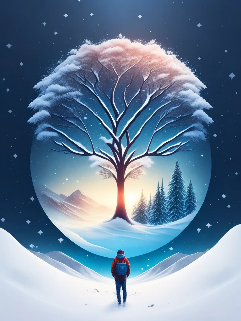 a árbol de la vida in a winter landscape, t-shirt design, rzminjourney, until 