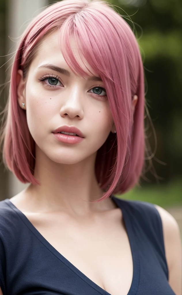 (amia:0.9), closed mouth, 13 year old girl, cat ears, pink hair, short hair, face focus, slim, slender, looking at viewer, (masterpiece), (best quality:1.2), absurdres, intricate details, rimlit, (highly detailed skin:1.2),