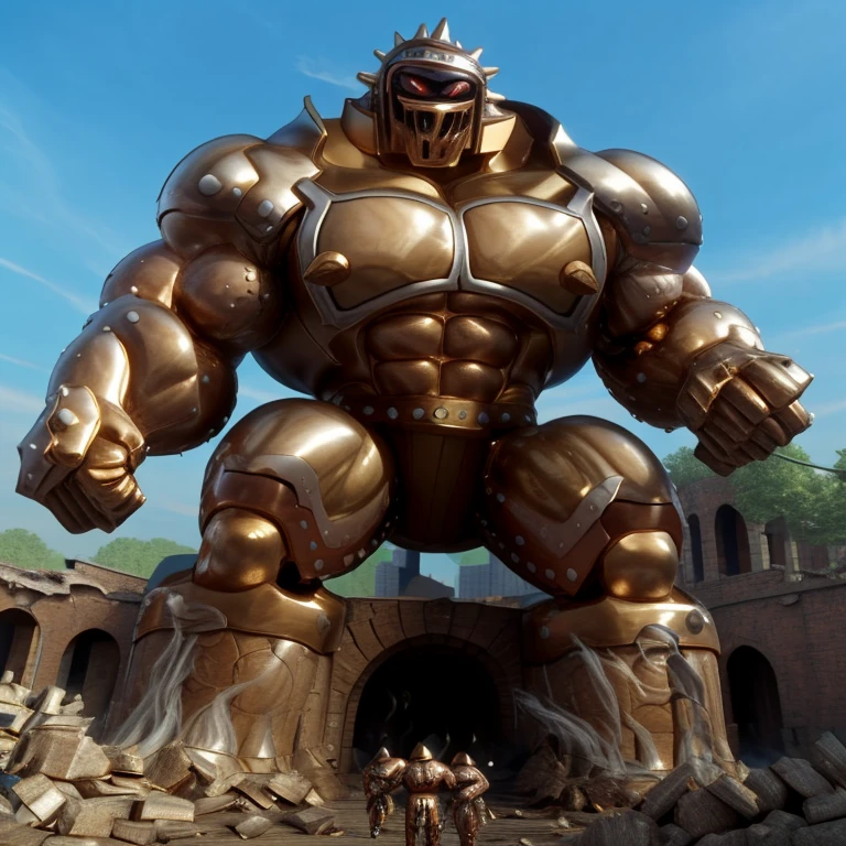 SOLO (masterpiece. official art. 8k. best quality. detailed full body. full body.)

(situation 1 : dominating Armored Flazzard. Armored Flazzard is over 1000 meters long. focus GIANT mechanical Muscular Armored Flazzard is trampling the city. Looking down. macro. stomp. Low-angle perspective. emphasizing the immense size.)

(situation 2 :smoke and flames rising from the destruction in the city)

(Additional details 1: real texture material. whole body shines like metal. emphasizes the muscles. suit fully made of metal.).

(Additional details 2: Detailed head. Detailed Body. Detailed abs. gigantic muscles. HYPER MUSCLES. Gigachad Muscular. big muscle. pecs. triceps. traps. unusually developed muscular body. body full of huge muscles. showing off muscles. pectorales enormes. Exaggeratedly huge muscles. huge muscles. long legs.).
