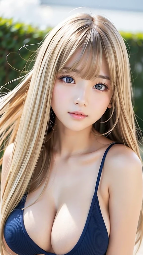 sexy big breasts、14 year old beautiful girl sexy cute looks and cute, beautiful and sexy face、The strong wind blows the hair in front of my face、Beautiful long metallic blonde straight hair with beautiful cute and sexy eyes hidden in her long bangs、哀しい顔