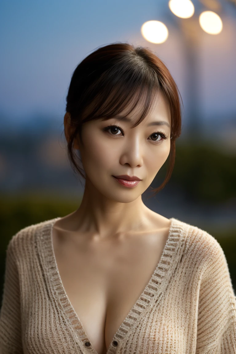 Portrait of a middle-aged Taiwanese woman, 40 years old, cute face, Slim, Tortitz, (big sagging:1.1), huge nipples, wear (Sexy sweater:1.2), Bokeh background, Simple background, (highly refined skin:1.0), (masterpiece:1.2) (lifelike:1.2) (Bokeh) (best quality) (intricate details) (8K) (high dynamic range) (analog film) (canon d5) (movie lighting) (sharp focus),running