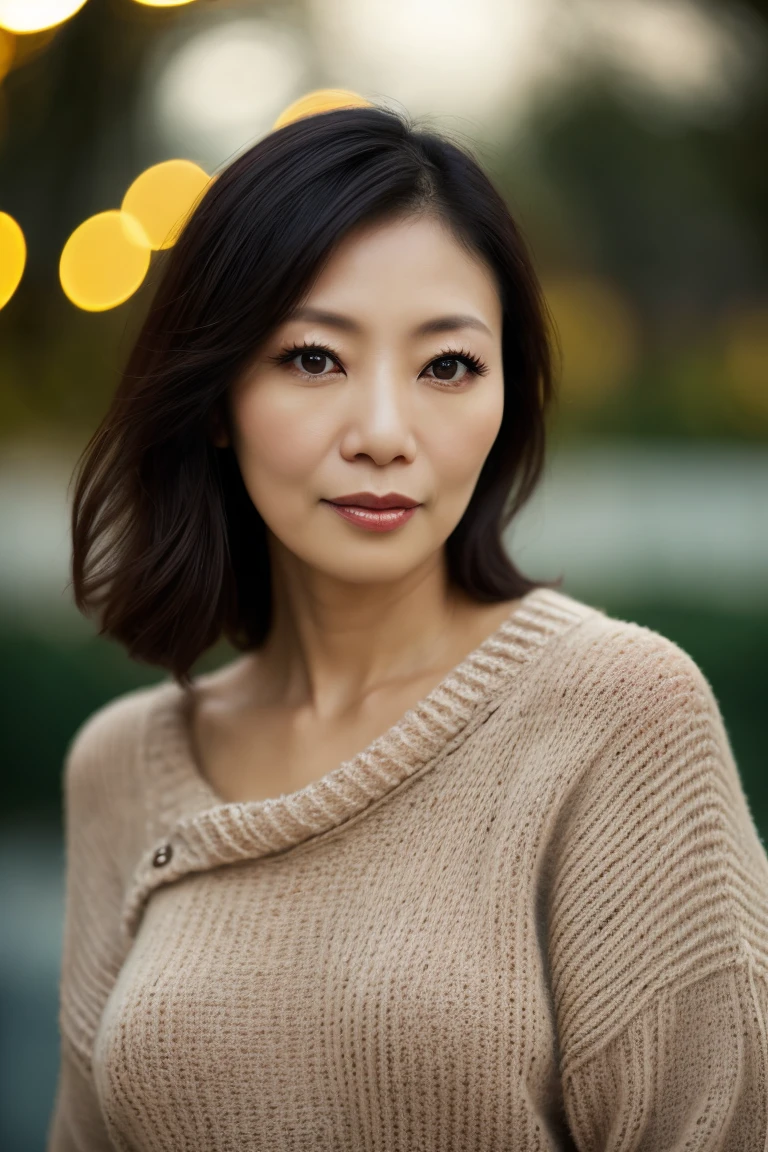 Portrait of a middle-aged Taiwanese woman, 40 years old, cute face, Slim, Tortitz, (big sagging:1.1), huge nipples, wear (Sexy sweater:1.2),  Bokeh background, Simple background, (highly refined skin:1.0), (masterpiece:1.2) (lifelike:1.2) (Bokeh) (best quality) (intricate details) (8K) (high dynamic range) (analog film) (canon d5) (movie lighting) (sharp focus),running