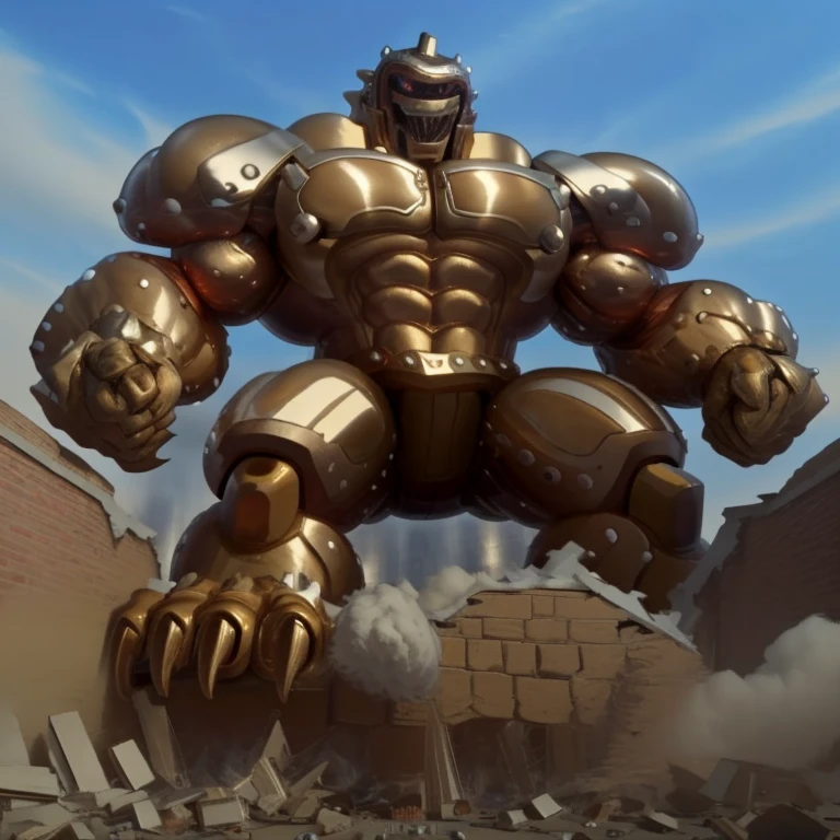 SOLO (masterpiece. official art. 8k. best quality. detailed full body. full body.)
(situation 1 : dominating Armored Flazzard. Armored Flazzard is over 1000 meters long. focus GIANT mechanical Muscular Armored Flazzard is trampling the city. Looking down. macro. stomp. Low-angle perspective. emphasizing the immense size.)
(situation 2 :smoke and flames rising from the destruction in the city)
(Additional details 1: real texture material. whole body shines like metal. emphasizes the muscles. suit fully made of metal.).
(Additional details 2: Detailed head. Detailed Body. Detailed abs. gigantic muscles. HYPER MUSCLES. Gigachad Muscular. big muscle. pecs. triceps. traps. unusually developed muscular body. body full of huge muscles. showing off muscles. pectorales enormes. Exaggeratedly huge muscles. huge muscles. long legs.).
(Additional details 3: Spread wings. It has wings. have big wings. The claws are sharp. Sharp teeth.).