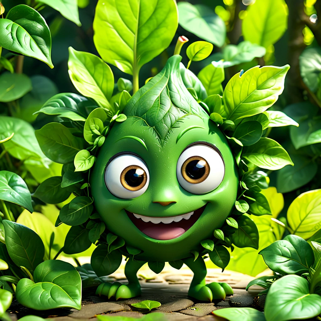 ほうれんそう
A cute spinach monster with big eyes and a cheerful smile, surrounded by green leaves. The cartoon character is designed in the style of Pixar animation studio, created using C4D software. It has an adorable green color scheme and showcases a playful expression. --ar 1:1 --v 6.0 3D render