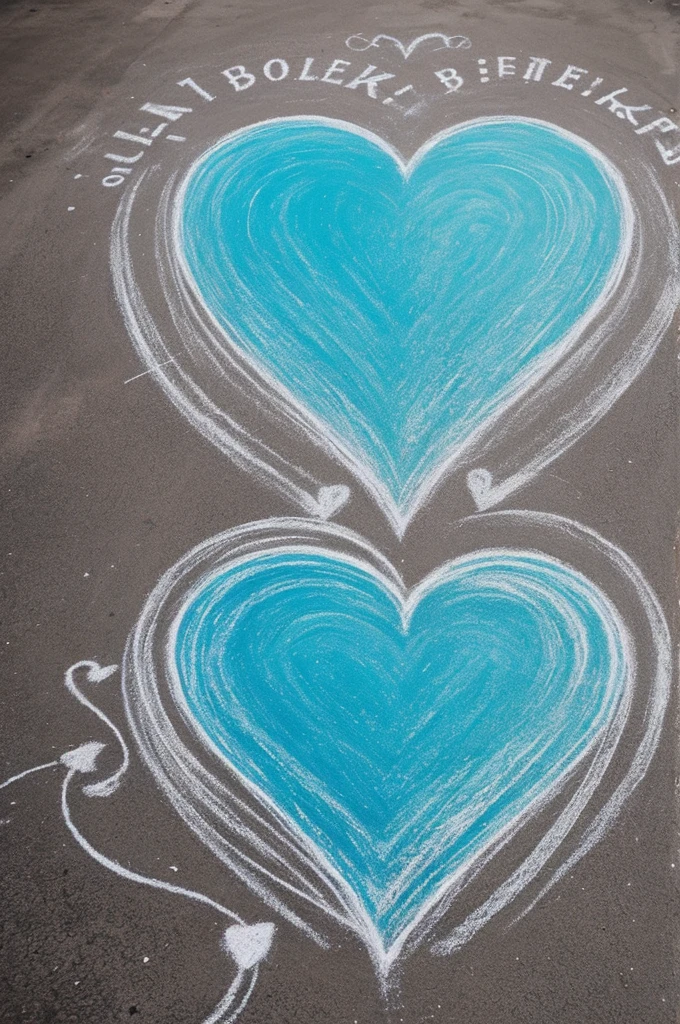 Make a chalk drawing that represents heartbreak in the most beautiful and sad way possible. 