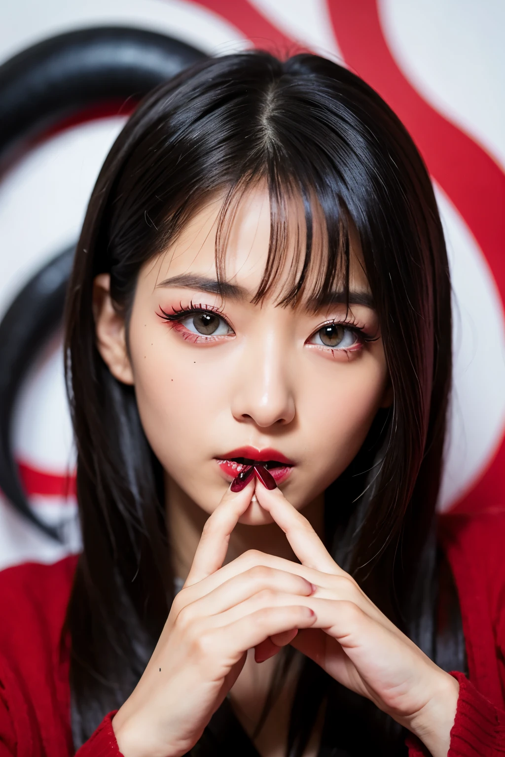 １Black snakes、Flying in the sky、There are hands、Tsuno２Book、Red eyes、Red tail、
Mouth open、nails are sharp