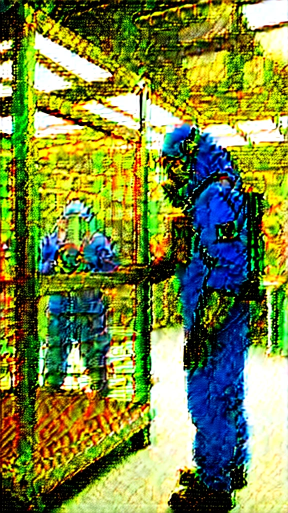 a man hold gun wearing an orange jumpsuit standing in front of a glass cage inside is an experimental monster, Strange creature in a futuristic chemical laboratory, a single man wearing a hazmat suit, he being in the alchemist's lab, half-life 3 ( 2 0 2 6 ), future lab 2099, aperture science test chamber, smoke, hazmat suit, still from the movie half-life, the dead and two robots in the void. Images of radioactive symbols are everywhere. Virus biology experiment. A radiation symbol on a white background, radioactive particles, nuclear waste, people. radiation logo. Monster aliens.