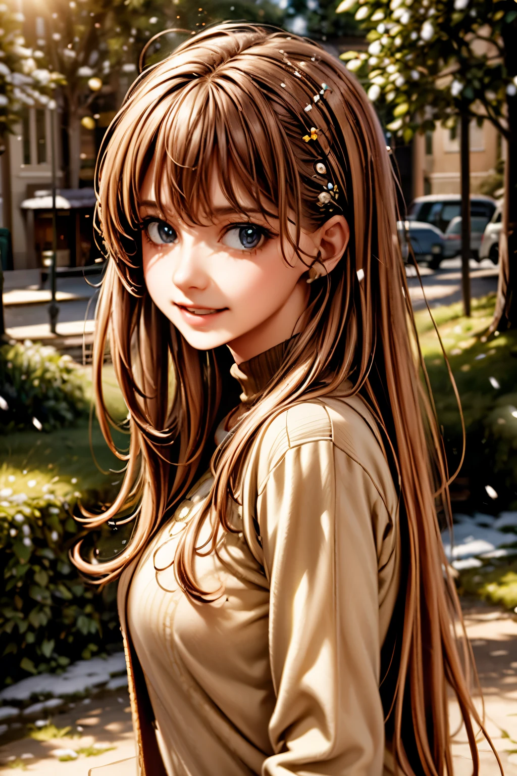 Prompt: masterpiece, best quality, ultra-detailed, 1girl, detailed water, long hair, corkscrew curls, red hair, light grey eyes, (close-up), maple trees, everywhere mistletoe, gorgeous, maple and spruce trees, cherry, cherry tree, smile, view from front, wolf ears, snowy background, science fiction, multiple tails, Tall evergreens stand tall and proud, their branches weighed down by heavy snow, volumetric lighting AND masterpiece, best quality, high quality, extremely detailed CG unity 8k wallpaper A vibrant spring landscape, bursting with new life and color. Rolling hills are covered with a carpet of green, dotted with delicate wildflowers in shades of pink, purple, and yellow, volumetric lighting
