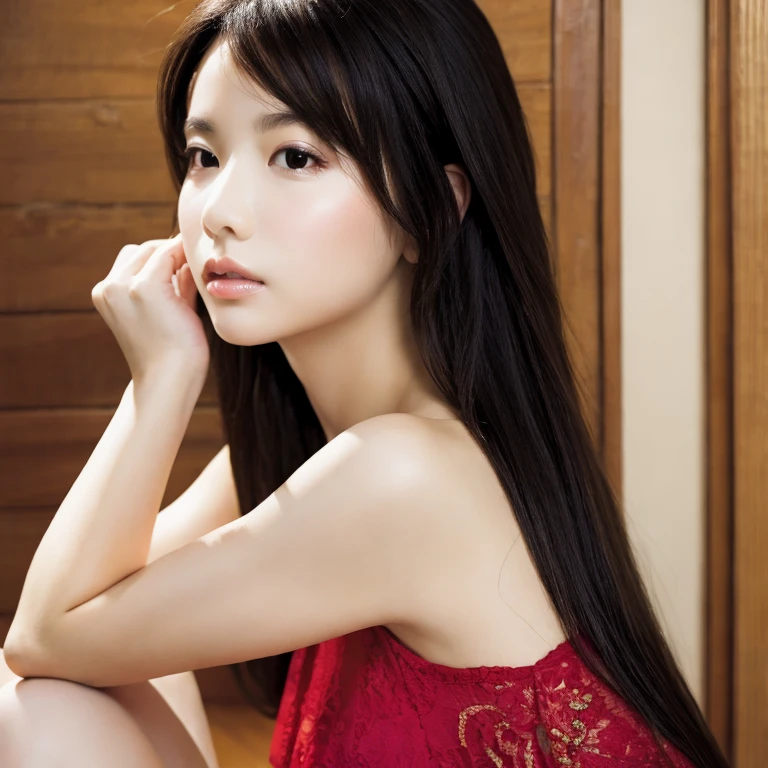 (best quality,masterpiece:1.2,realistic,photorealistic:1.37), (perfect body), beauty detailed face, beautiful black hair, perfect nose,