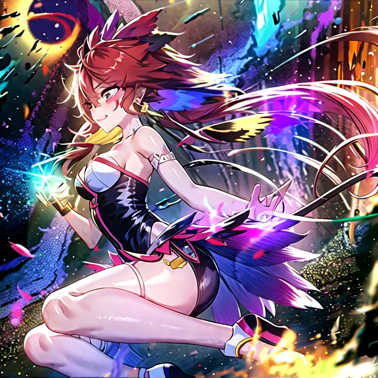 masterpiece, best quality:1.2),anime style:1.8, 1girl, solo, Ultra-detailed, best quality,High saturation, flame, gradient, colorful,magic,