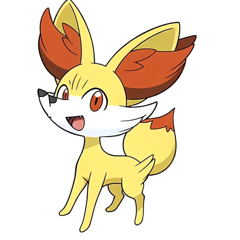 (masterpiece, best quality:1.2),solo,fennekin \(pokemon\),pokemon \(creature\),full body,no humans,fox,happy,looking at viewer,open mouth,red eyes,smile,tail,animal ears,quadrupedal