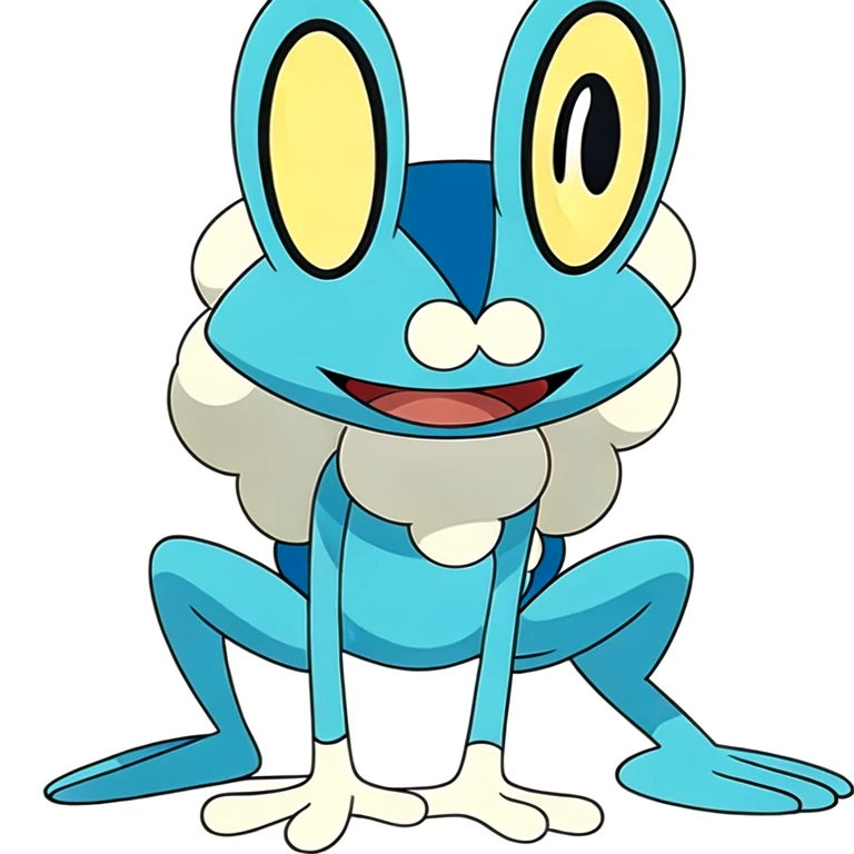 (masterpiece, best quality:1.2),solo,froakie \(pokemon\),pokemon \(creature\),full body,no humans,frog,happy,looking at viewer,black eyes