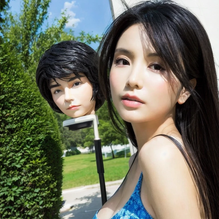 (best quality, masterpiece, realistic,nphotorealistic:1.37), (perfect body), beauty detailed face, beautiful black hair, perfect nose, 