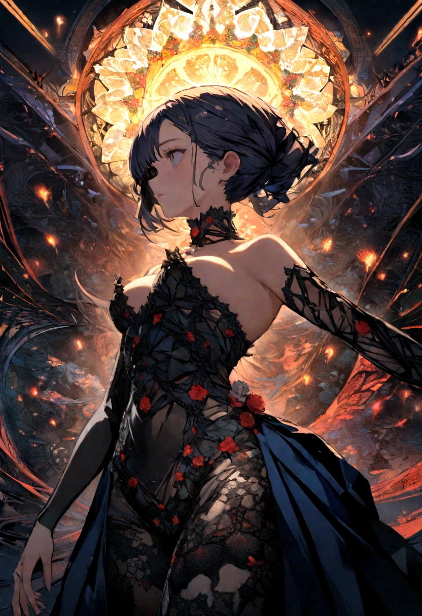 Official Art, unity 8k wallpaper, Very detailedな, beautifully、beautiful, masterpiece, Highest quality, (zenTangle, Mandala, Tangle, enTangle), (Fractal Art:1.3) , One Girl, Red flower, Very detailed, Dynamic Angle, Cowboy Shot, The most beautiful form of chaos, elegant, Brutalist Design, Vibrant colors, Romanticism, James Jean, Robbie Dawi Anton, Ross Tran, Francis Bacon, It was very cold, Adrianne'genius, Petra Cortright, Gerhard Richter, takato yamamoto, Ashley Wood, Atmospheric