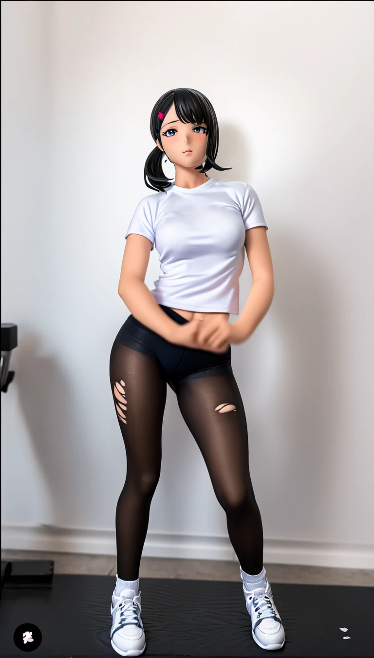 1girl, beautiful girl, wearing eyeglasses, brown skin, small mole on her right cheek, half body, Body Length 150 cm, 20 years old, brown skin girl, .(short black hair, Street hairstyle) , (black eyes), realistic eyes, beautiful and big eyes), masculine clothing, Boys clothes, Wearing sneakers, Small breasts, (8k wallpaper), (Living room wallpaper) 8k, high quilty, realistic, beautiful realistic, Cool details, raw photo, realistic clothing, short hair, black hair, realistic hair, Light and cool lighting, photo realistic, Cel shaded, Gel lighting, ultra details