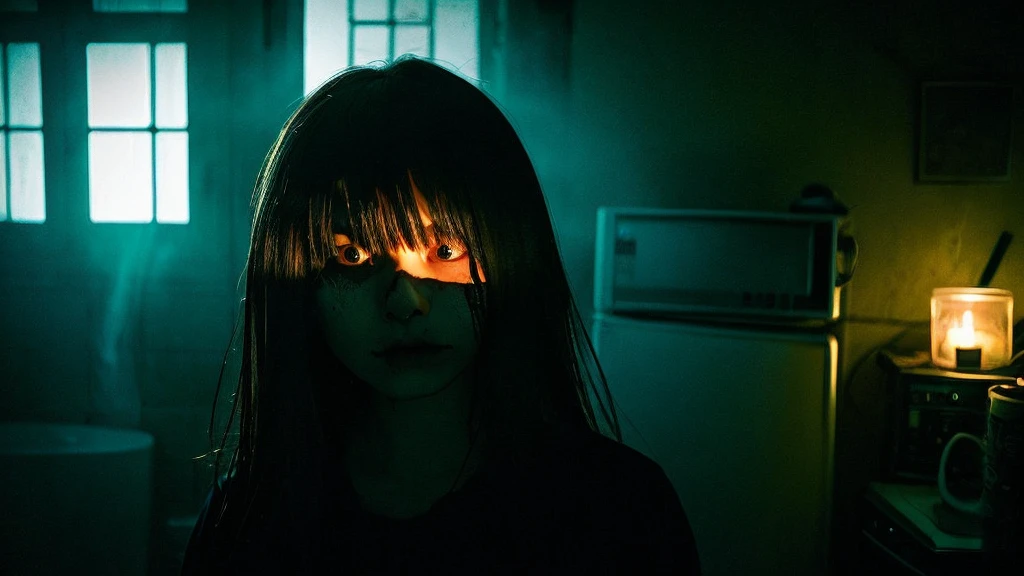 picture from really bad dream about terrifying, The scary girl is sitting in the corner and smiling, night room,night, darkness, emotional, true horror. bone-chilling vision. mad world that shouldn't exist. best quality, high resolution,eerie, unsettling, dark, spooky, suspenseful, grim, highly detailed,mysterious, surreal,
<lora:DETAIL_SLIDER_BY_STABLE_YOGI:0.8>