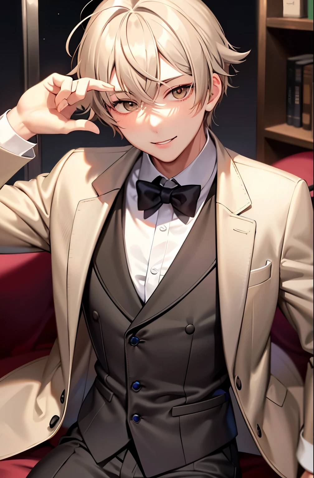 Handsome neutral cute 35age In a suit hypnotist Charm An innocent smile