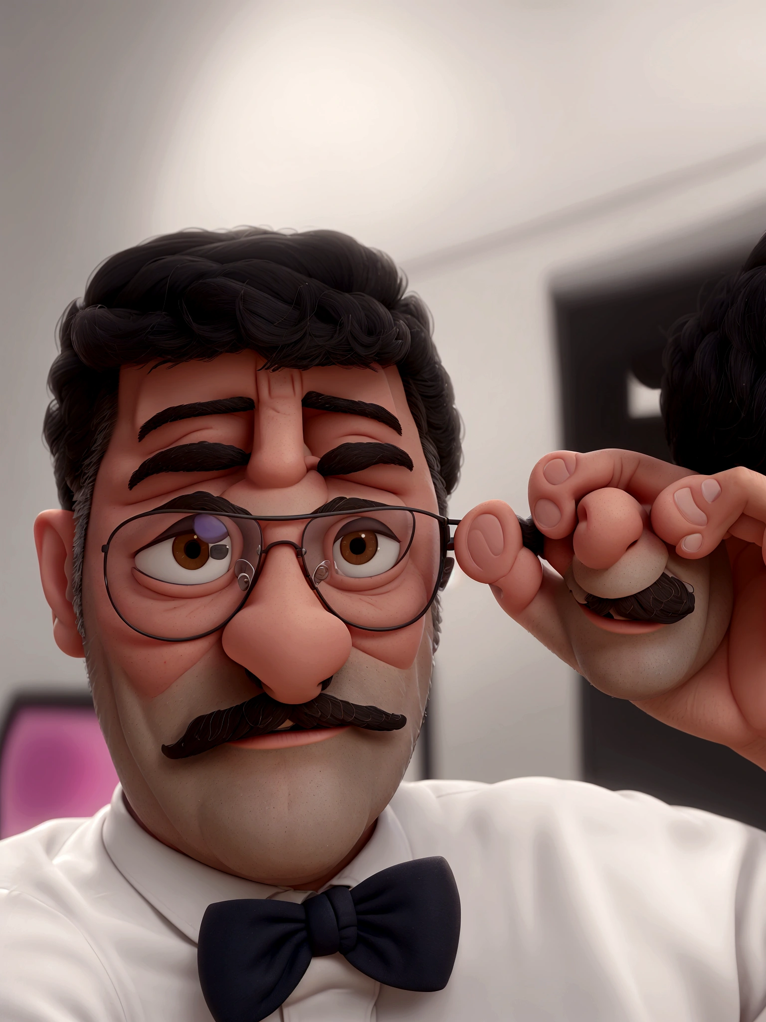 there is a man with a mustache and glasses on taking a selfie, twitch streamer / gamer ludwig, thick mustache, unibrow, thin moustache, tiny thin mustache, mexican mustache, with mustache, moustache, mustache, big mustache, big moustache, he got a big french musctache, headshot profile picture, wearing a monocle, taken in the early 2020s