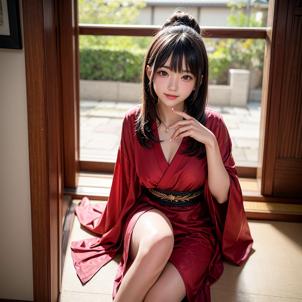 Beautiful 19 year old, intelligent and sophisticated Japanese girl. Hair in a bob, smile that exudes kindness and young power, one piece summer 2023. Medium-light, high speed shutter combined with modern photographic narrative action, ample lighting, clear focus, high quality, artistic, unique, award-winning photo, taken with Canon EOS 5D Mark IV DSLR camera, aperture f/8, ISO 200, shutter speed 1/250,