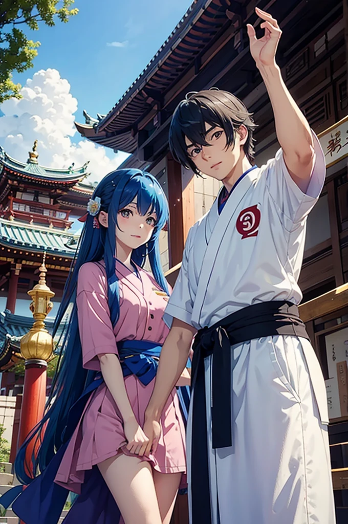 kaito miyu and the teacher enter the temple