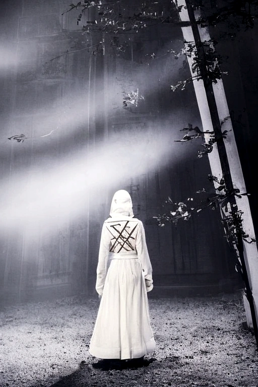 1 female, (((Something white and mysterious crossed in front of me))), Alone in the void, Pitch black night world,