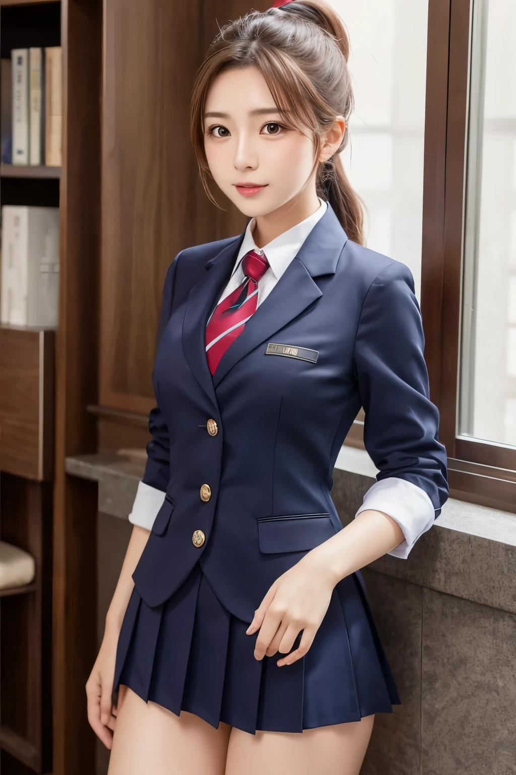 ponytail　horse　Chest ordinary　uniform　