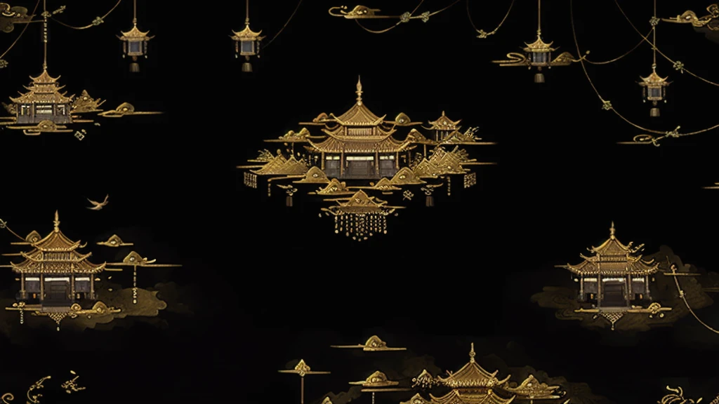 Gold leaf art、ancient chinese painting, ancient chinese background, Mountain々, Rivers, Auspicious clouds, Pavilion, sunlight, masterpiece, Super detailed, A magnificent composition, Ultra HD, high quality, Very detailed, Official Art, Unified 8k wallpaper, Super detailed, 32k -- V 6