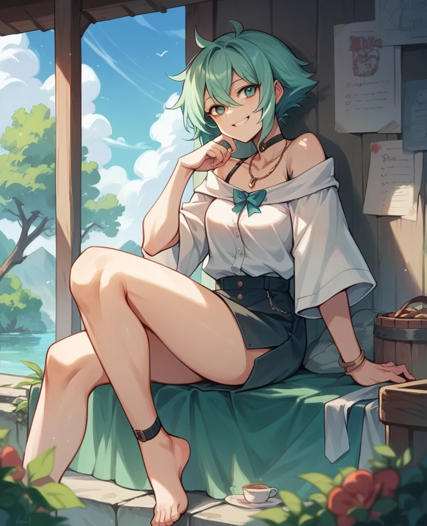 sitting,smile