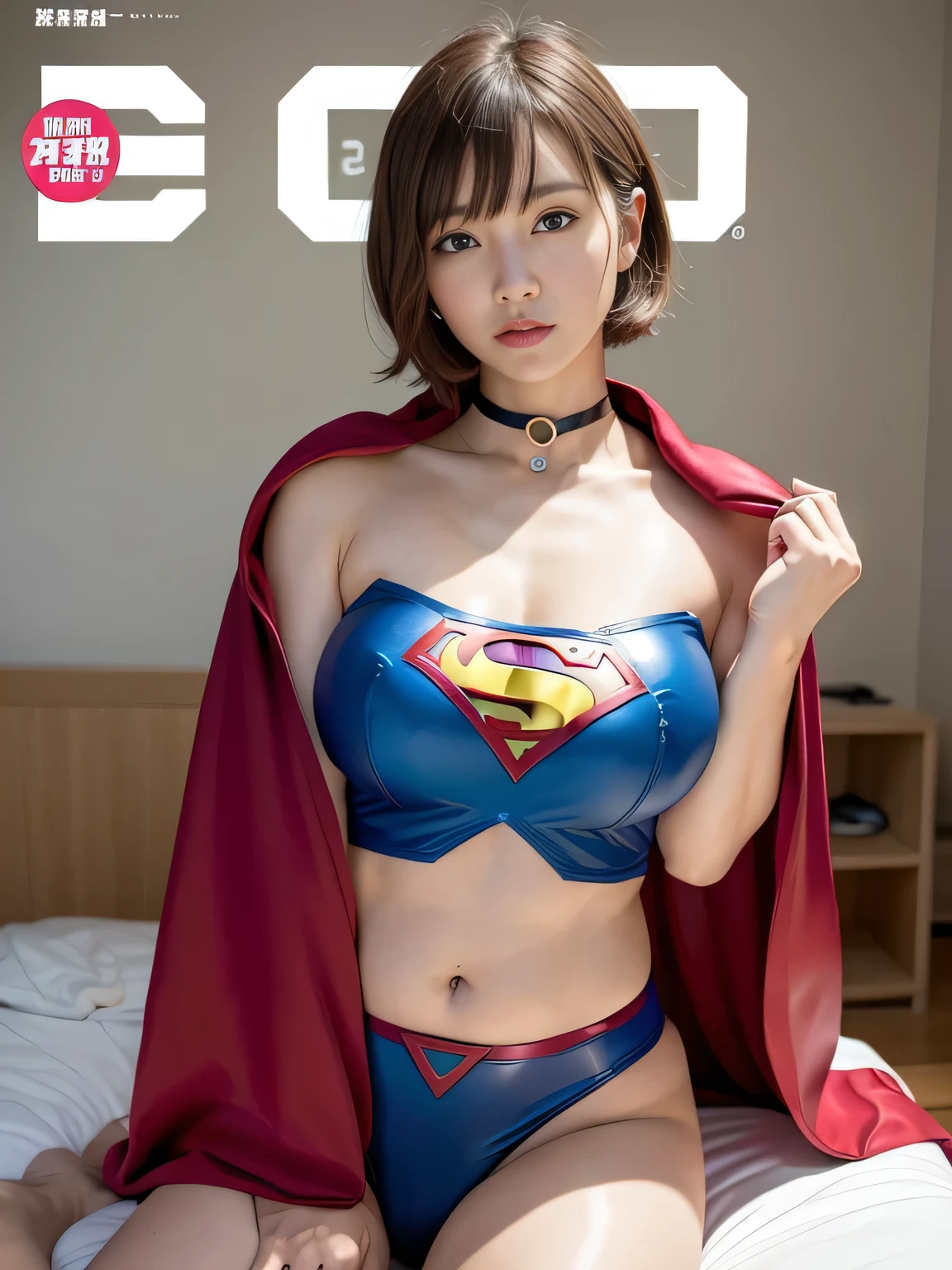 masterpiece、Enamel Supergirl Costume、Short Hair、Hospital operating table、Crisis situation、Big and ample breasts、looking at the camera、Shiny、Off the shoulder、choker、Long sleeve、exy poses to seduce、Sweaty skin、Model Body Type、Alluring、charm、Enchanting、Abused、test subject、victim、Wild、Photorealistic、latex、Expose your belly、athlete、Racing Bloomers、Weekly magazine cover、Red cloak、Leg spread、