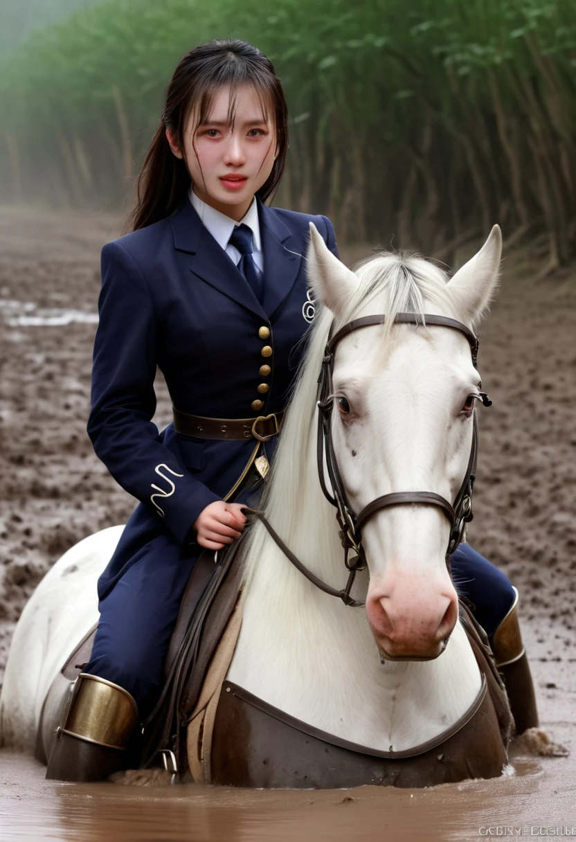 (((masterpiece))),(((Highest quality))),((Tabletop:1.4, Highest quality)), (Realな写真:1.4),
((1 cute girl knight)),rodeo,
(超High resolution:1.2),, wonderful, Very detailed CG Unity 8k wallpaper, Very detailed, High resolution,draft horse ridden by japanese cute girl,tight,muddy place,Beauty,The horse neighs,Tragic female knight in armor,Sink,In the mud,
Cold Light, Beautiful detailed girl, Droopy eyes,Very detailedな目と顔, Beautiful and exquisite nose, Beautiful and exquisite, draft horse ridden by a girl can't move because horse and girl soak in the sticky muddy deep pitfall:10.0 , horse falls down ,looks pained ,Surprised face:2.0,Real,Anatomically correct