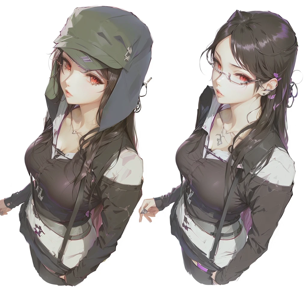 Rize,  modern anime style, made in an anime artist&#39;s studio, various poses, Kantai collection style, of the girls on the front line, drawn in an anime artist&#39;s studio, full body and head view,Tg_rize anime style character, Cyberpunk anime girl in a hoodie, ( ( character concept art ) ), Gouvez