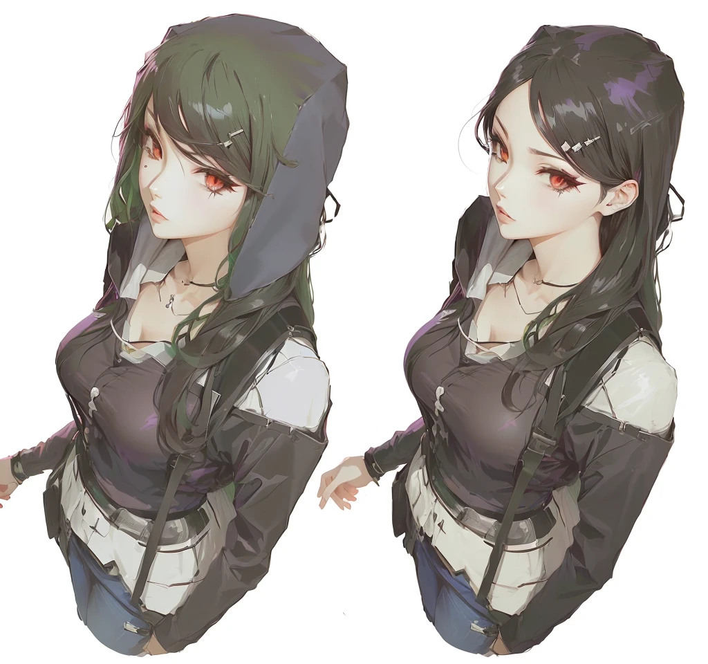 Rize,  modern anime style, made in an anime artist&#39;s studio, various poses, Kantai collection style, of the girls on the front line, drawn in an anime artist&#39;s studio, full body and head view,Tg_rize anime style character, Cyberpunk anime girl in a hoodie, ( ( character concept art ) ), Gouvez