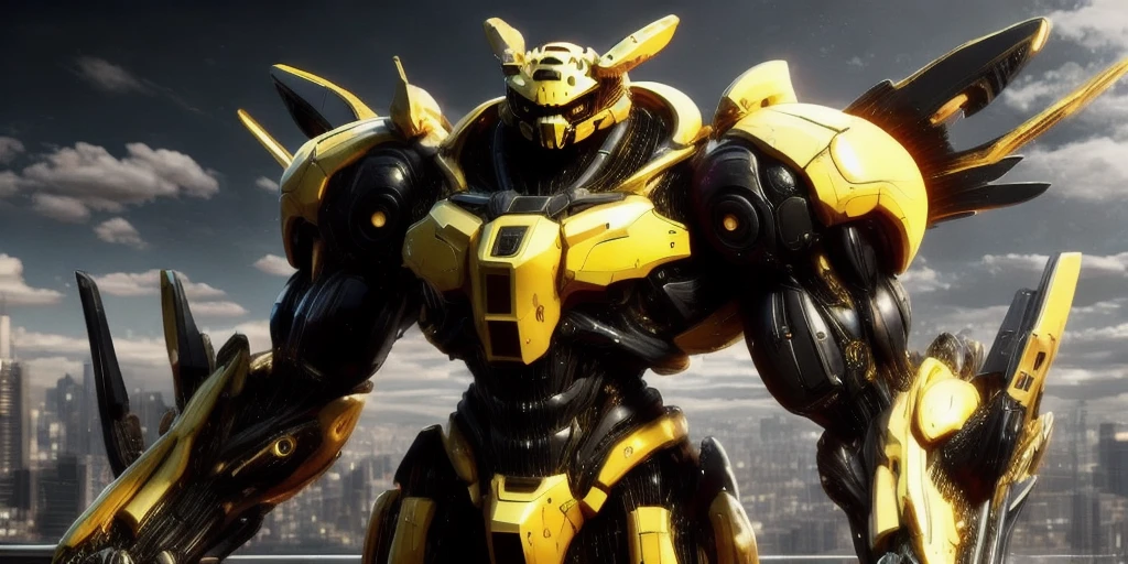 IA transformers bayverse , based on bumblebee, high-end yellow and black colors