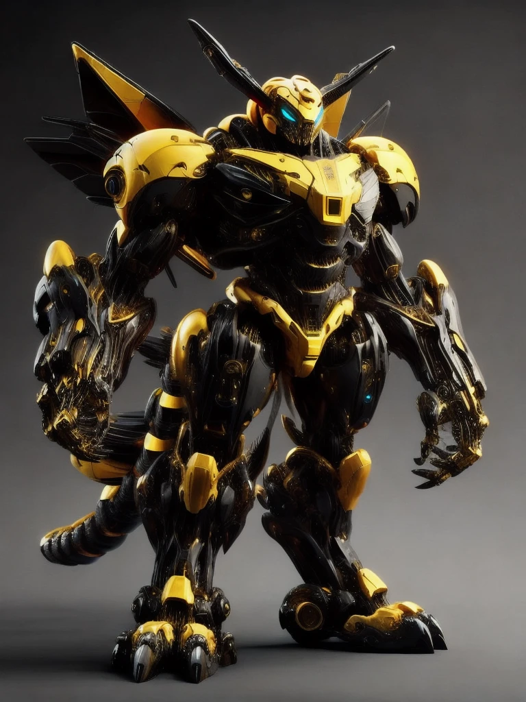 IA transformers bayverse , based on bumblebee, high-end yellow and black colors