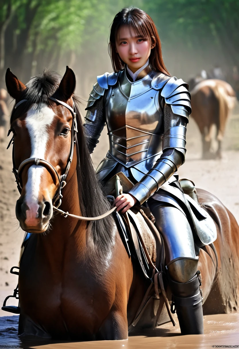 (((masterpiece))),(((Highest quality))),((Tabletop:1.4, Highest quality)), (Realな写真:1.4),
((1 cute girl knight)),rodeo,
(超High resolution:1.2),, wonderful, Very detailed CG Unity 8k wallpaper, Very detailed, High resolution,draft horse ridden by japanese cute girl,tight,muddy place,Beauty,The horse neighs,Tragic female knight in armor,Sink,In the mud,
Cold Light, Beautiful detailed girl, Droopy eyes,Very detailedな目と顔, Beautiful and exquisite nose, Beautiful and exquisite, draft horse ridden by a girl can't move because horse and girl soak in the sticky muddy deep pitfall:10.0 , horse falls down ,looks pained ,Surprised face:2.0,Real,Anatomically correct