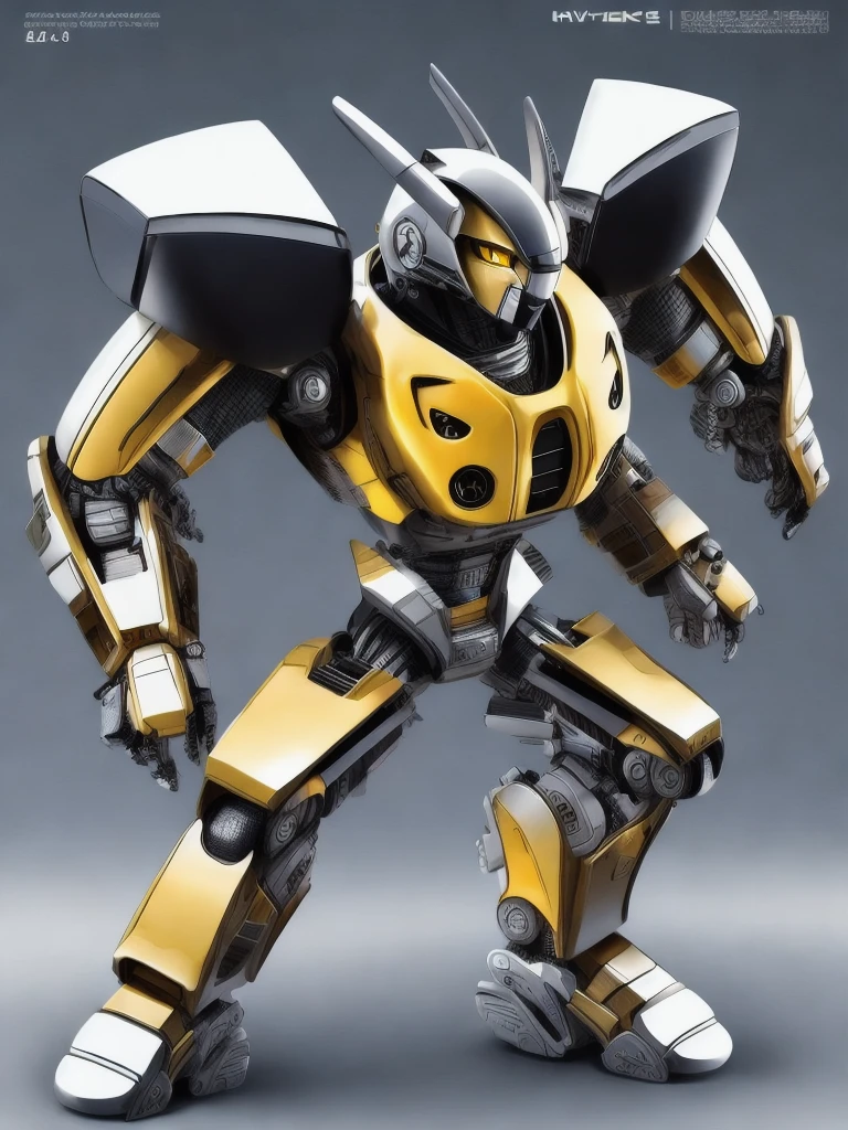 IA transformers bayverse , based on bumblebee, high-end yellow and black colors
