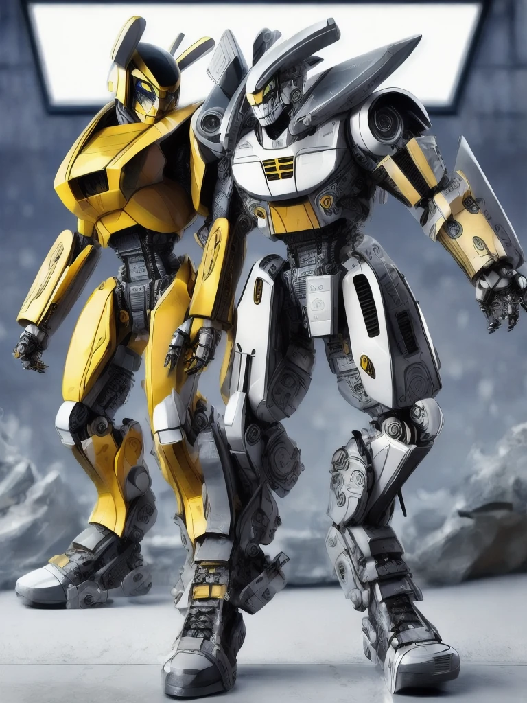 IA transformers bayverse , based on bumblebee, high-end yellow and black colors