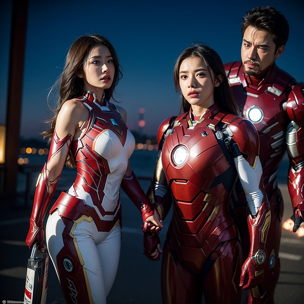 Ironman, with girlfriend, relationship partner girlfriend and ironman, multiple characters, full bodys, standard,