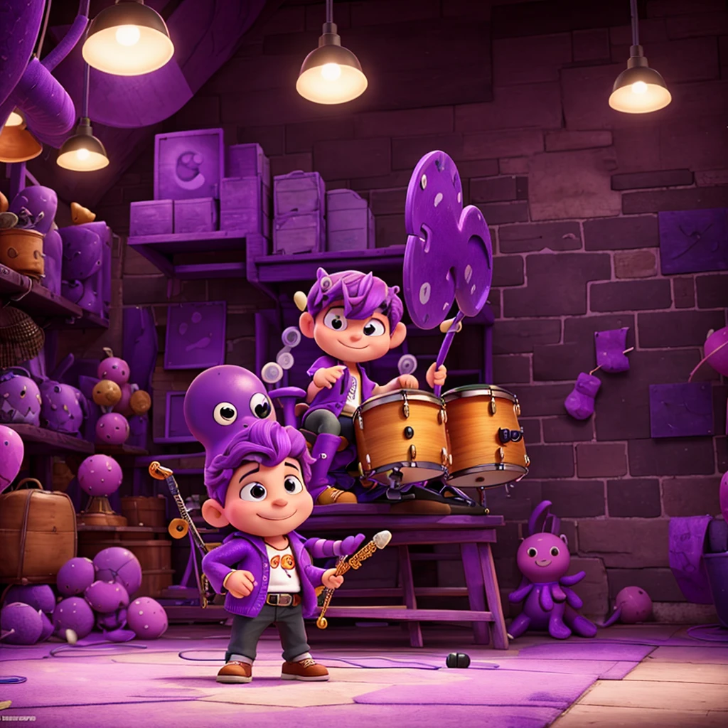 Purple octopus drummer