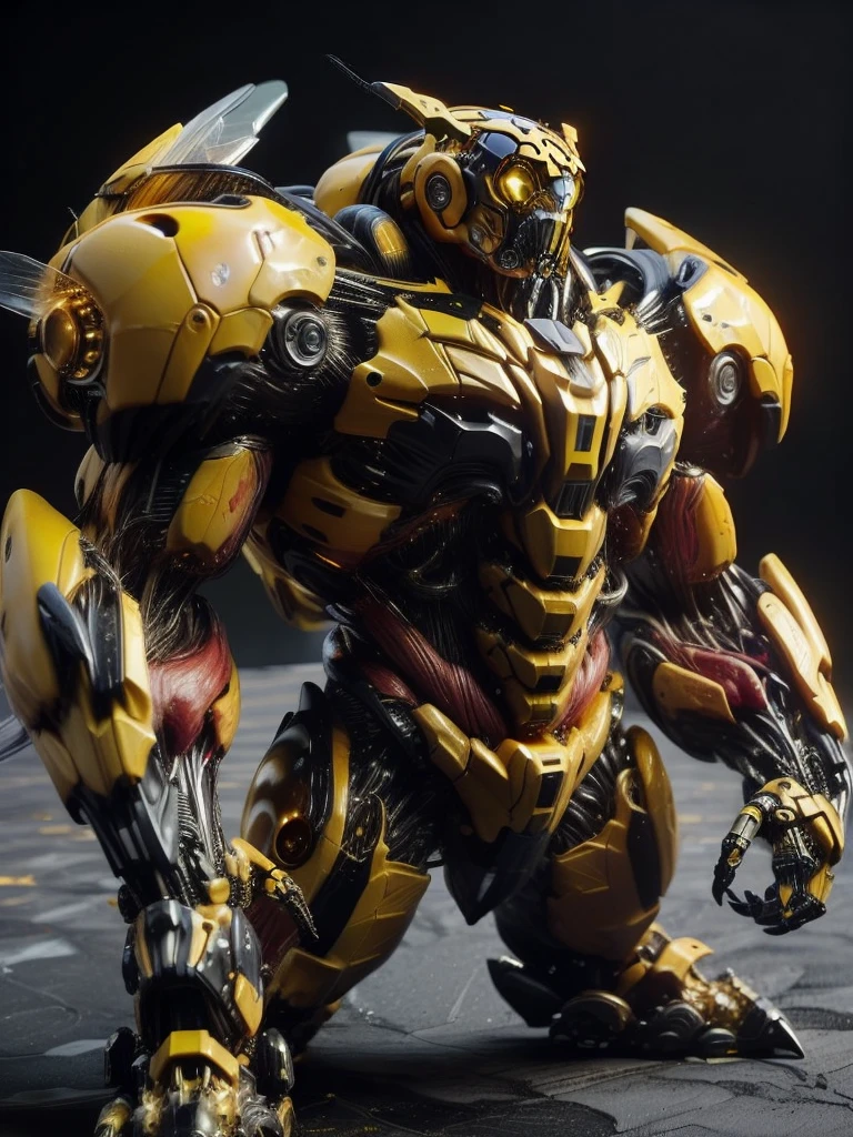IA transformers bayverse , based on bumblebee, high-end yellow and black colors
