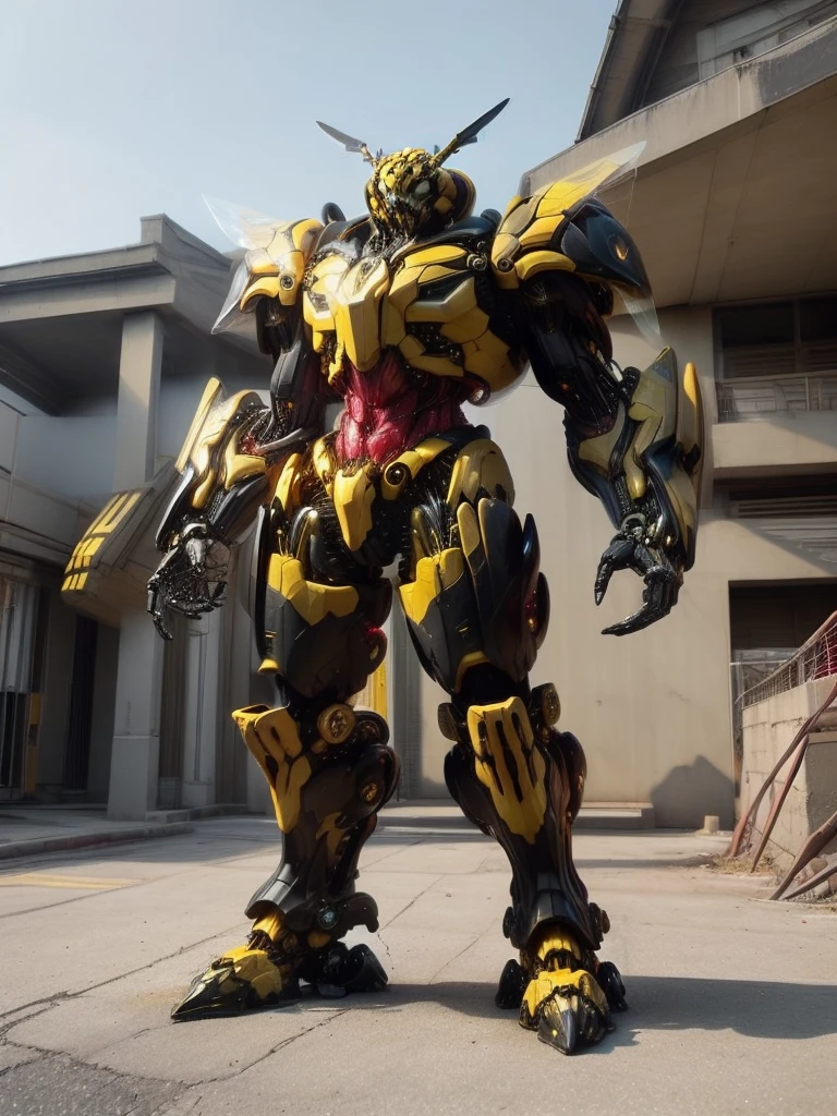 IA transformers bayverse , based on bumblebee, high-end yellow and black colors