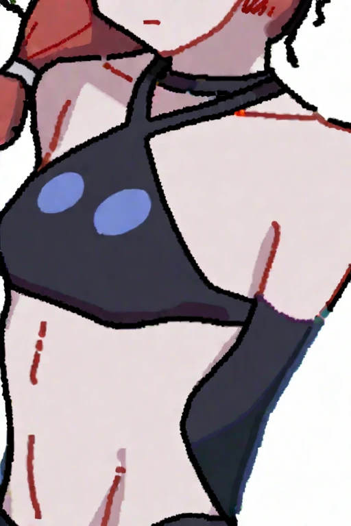 ((Лучшее качество)), ((шедевр)), (подробный), a red-haired slender virgin in a swimsuit